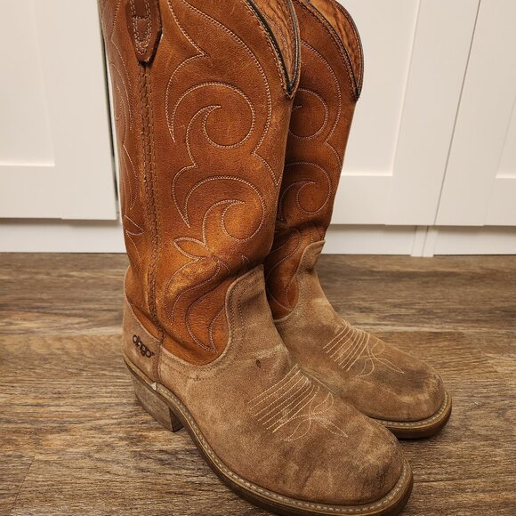 dingo Other - Dingo Square Toe Brown and tan Suede and  Leather Cowboy Boots Mens Size 8